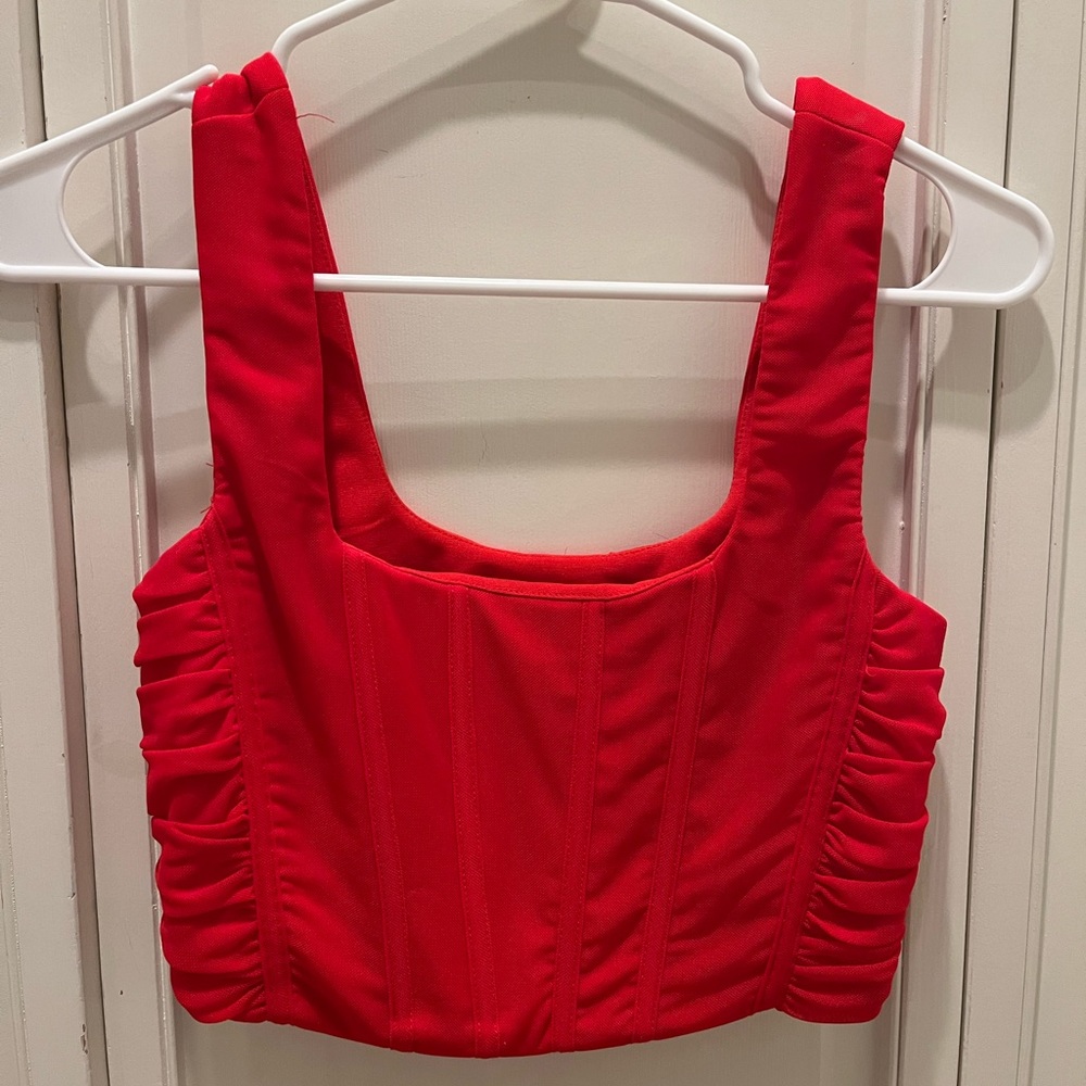 Red Bustier Style Crop Top